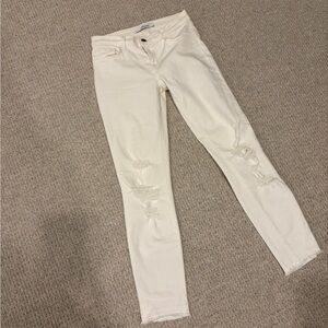 White JBrand skinny ripped cropped Jeans